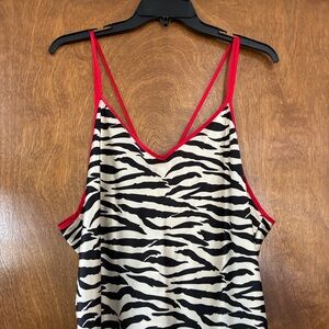 delicates Black & Cream Zebra Print Slip with Red Trim